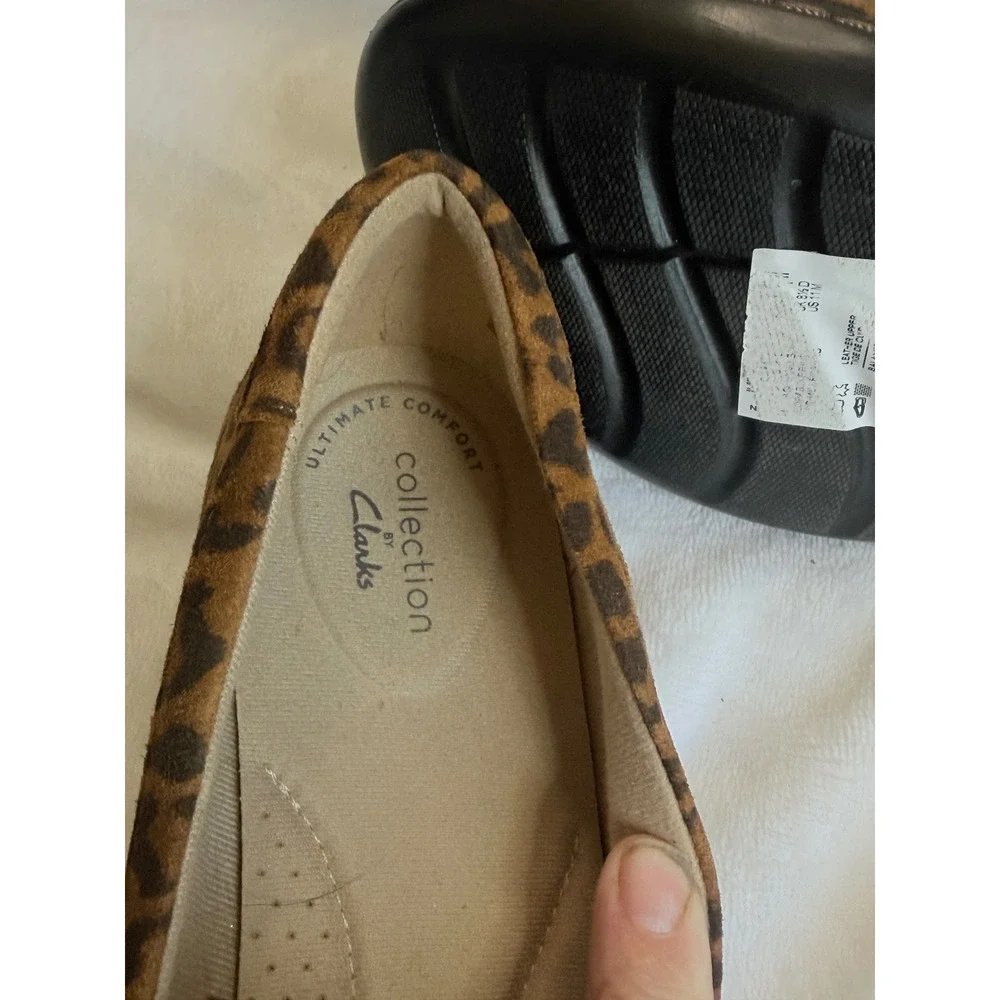 Clarks Collection Loafers Womens 11 Brown Excellent Leopard Print Tassel Flats